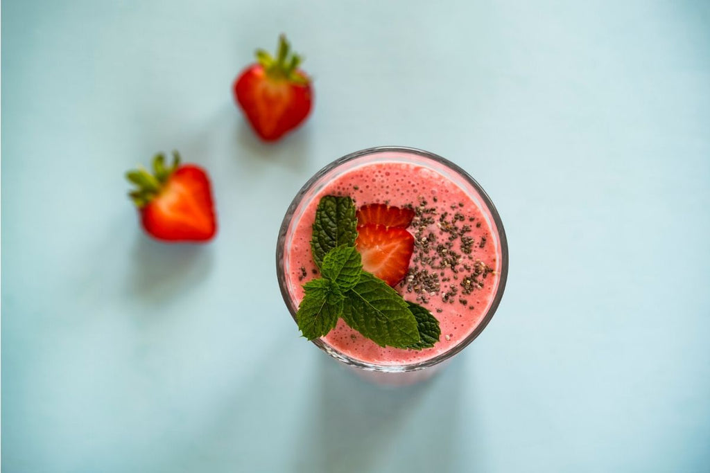 Abundance Of Fruit Around A Blender For Making Smoothies Stock