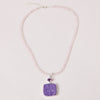 Charoite & Amethyst Square Pendant Necklace