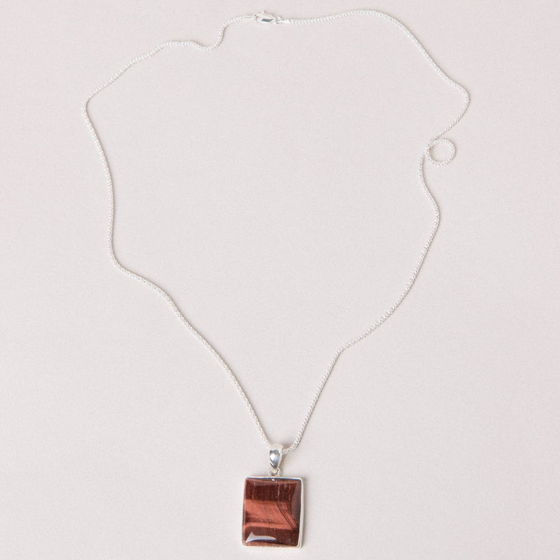 Red Tiger Eye Square Pendant Necklace