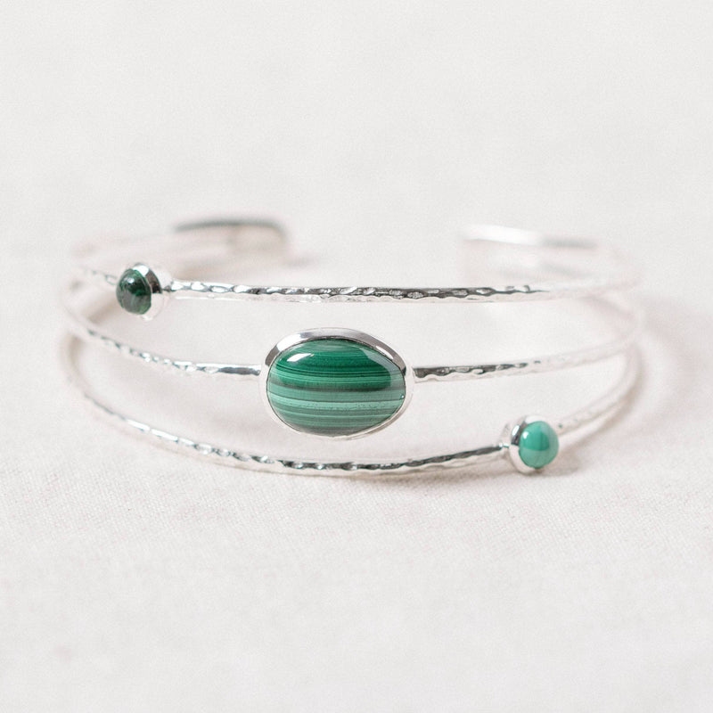 Genuine Malachite Sterling Silver Bracelet