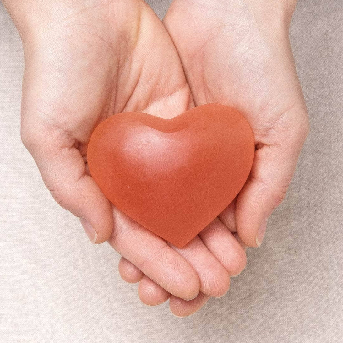 Peach Selenite Heart