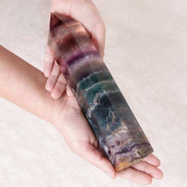 Sold Rainbow stacked statement fluorite obelisk