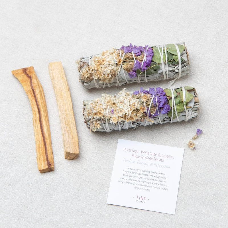 Floral Sage - White Sage/Eucalyptus/Purple & White Sinuata swatch