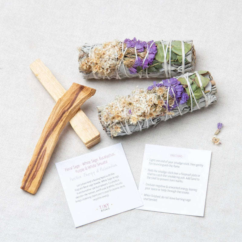 Floral Sage - White Sage/Eucalyptus/Purple & White Sinuata swatch