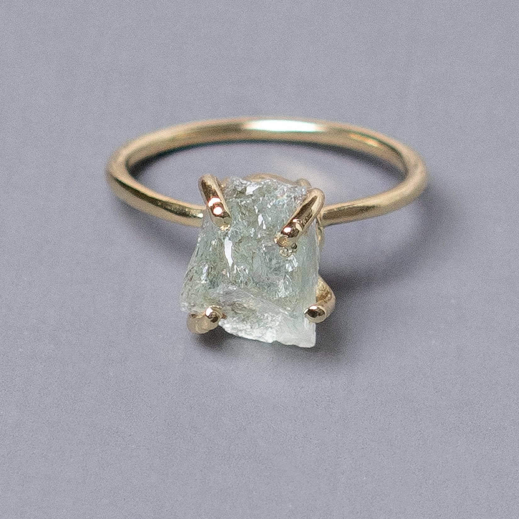 Green Amethyst Raw Freeform Gold or Silver Ring