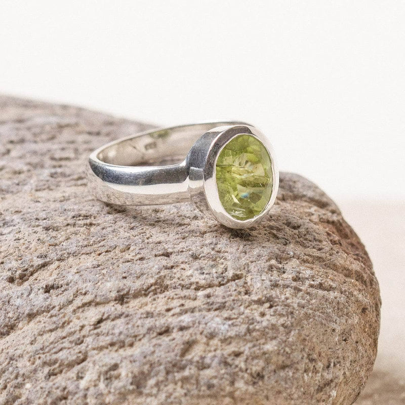 Faceted Peridot Ring - Size 7