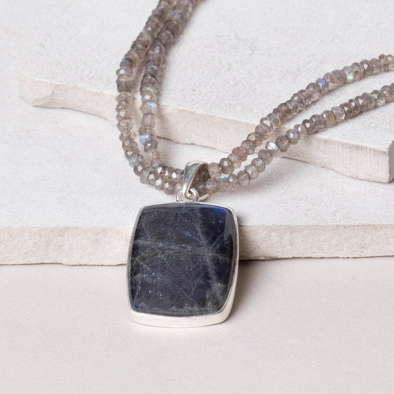 Labradorite Square Pendant Necklace