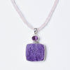Charoite & Amethyst Square Pendant Necklace