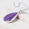 Charoite Teardrop Pendant Necklace
