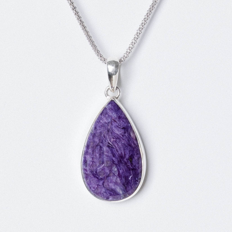 Charoite Teardrop Pendant Necklace