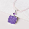 Charoite & Amethyst Square Pendant Necklace