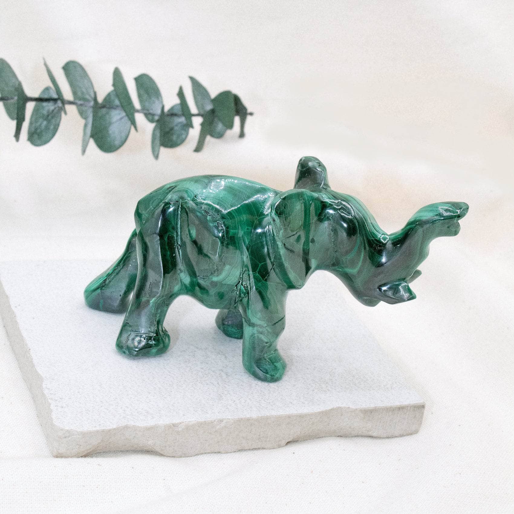 Genuine Malachite Elephants - Hand Carved - 1 of a Kind