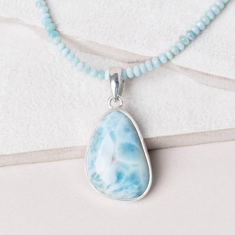 Rare Genuine Larimar Pendant Necklace