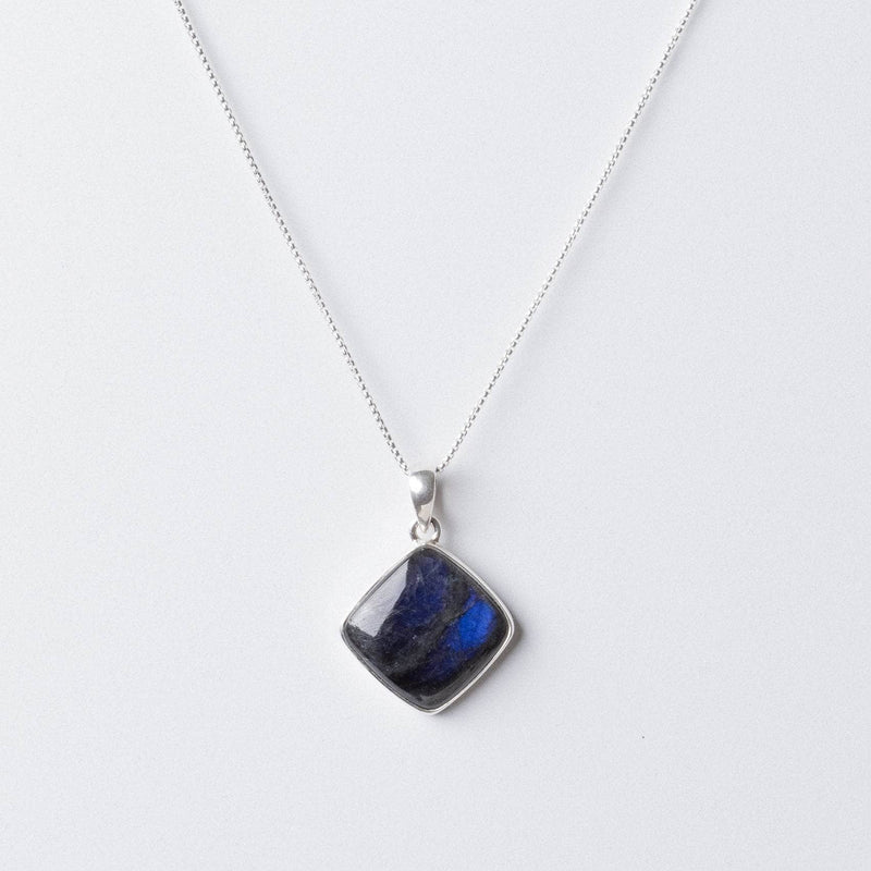 Labradorite Diamond Pendant Necklace