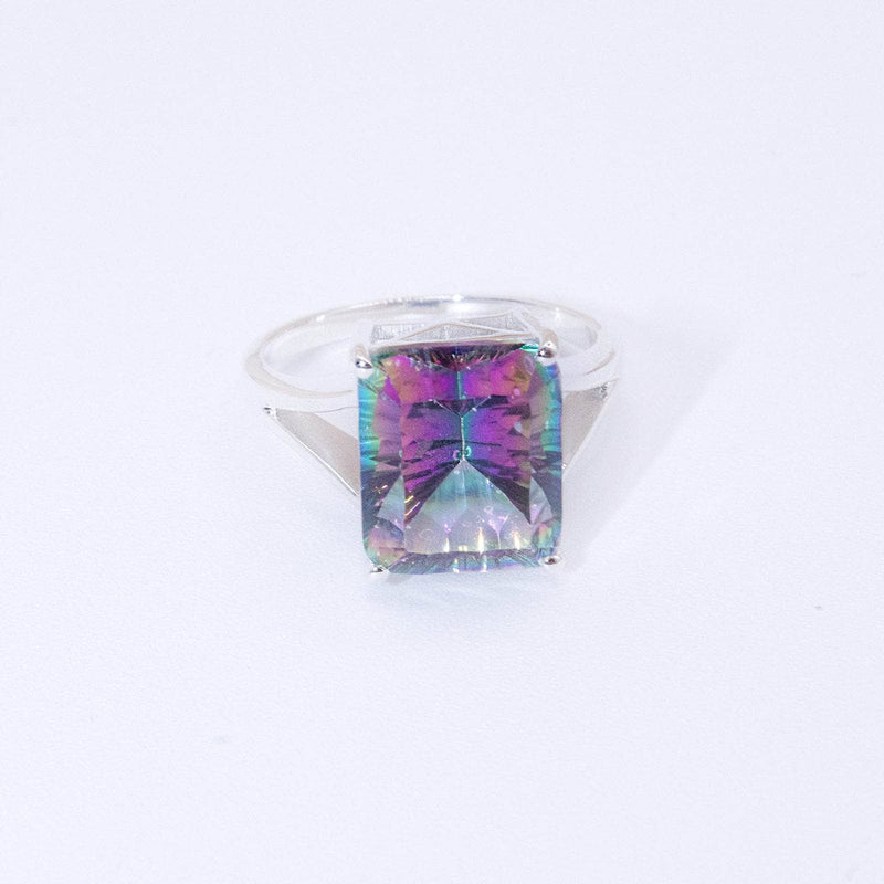 Rare Mystic Topaz Emerald Cut Ring