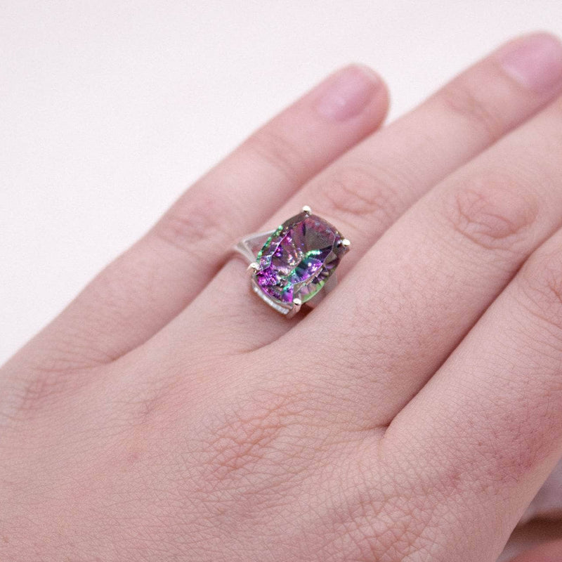 Rare Mystic Topaz Cushion Cut Ring