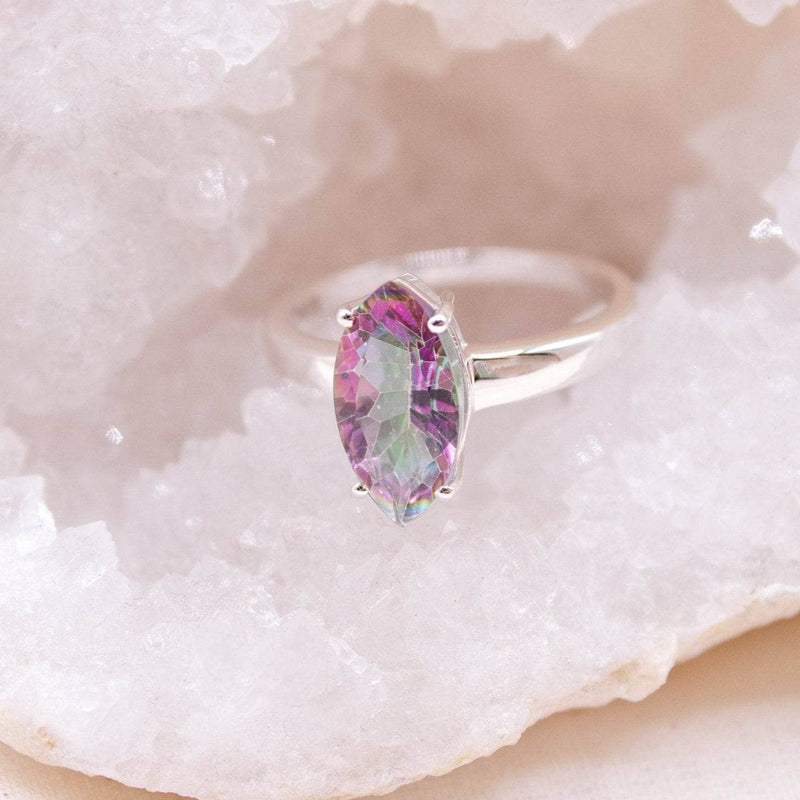 Rare Mystic Topaz Diamond Cut Ring