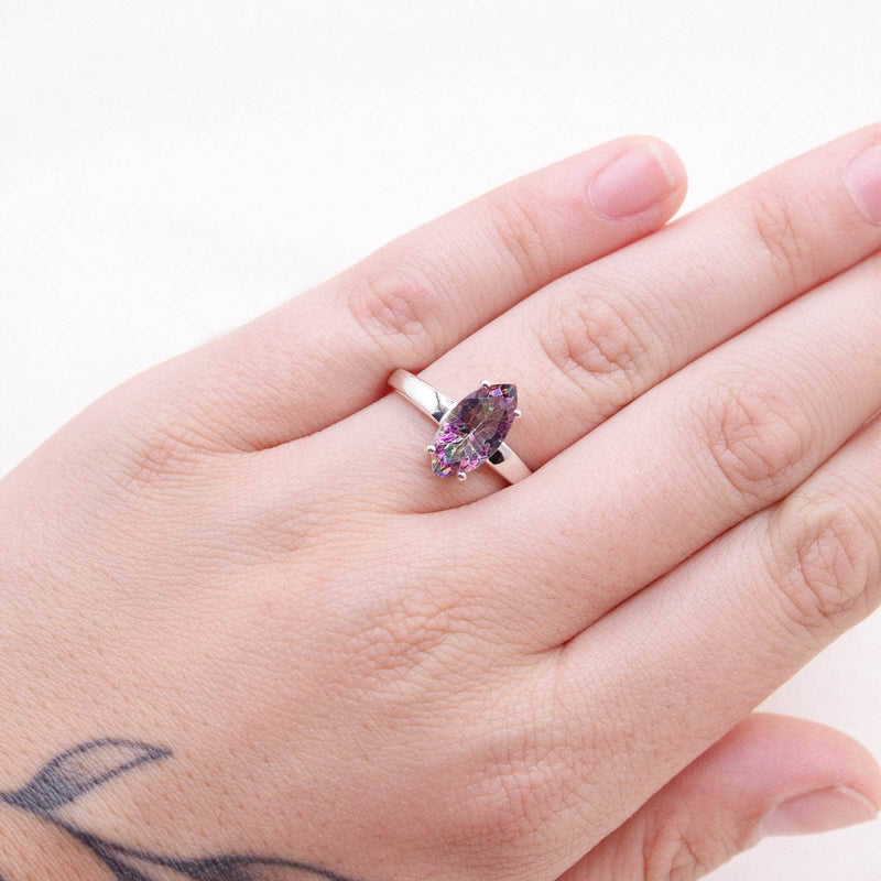 Rare Mystic Topaz Diamond Cut Ring