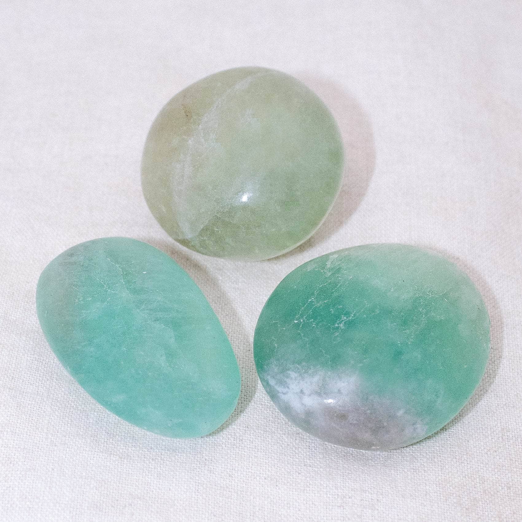Green Fluorite Palm Stones - AAA Premium Quality