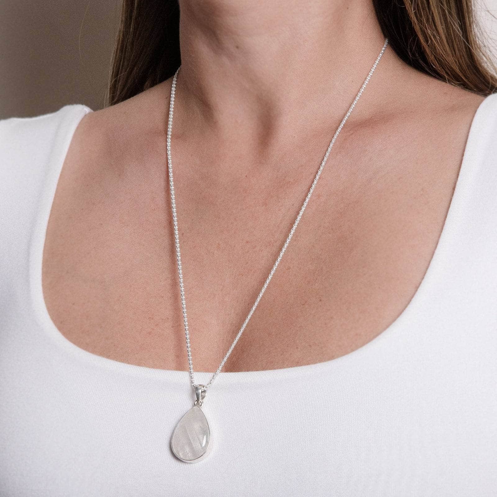 Rainbow Moonstone Teardrop Pendant Necklace