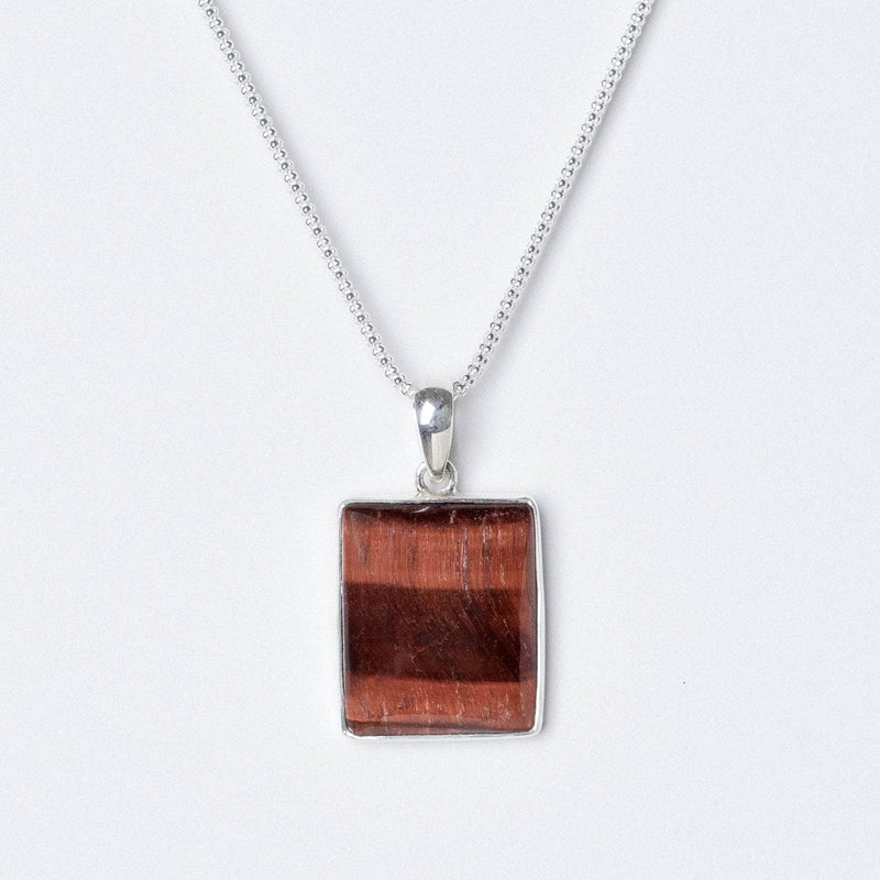 Red Tiger Eye Square Pendant Necklace