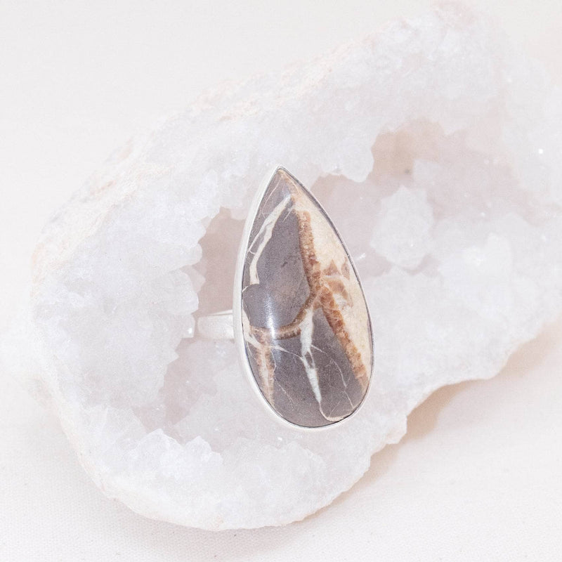 Rare Septarian Rhyolite Adjustable Ring - 1 of a kind