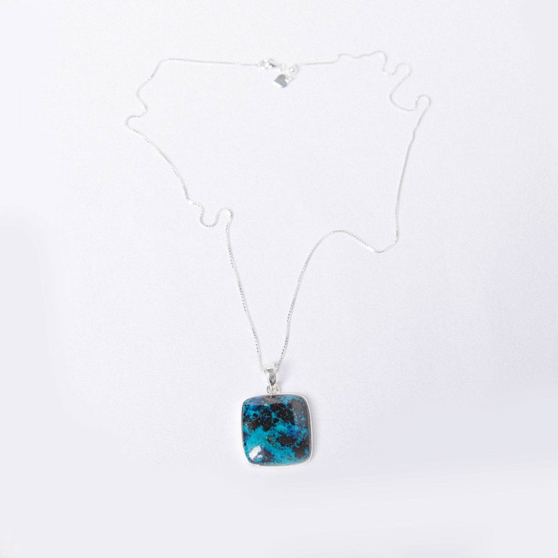 Rare Shattuckite Square Pendant Necklace