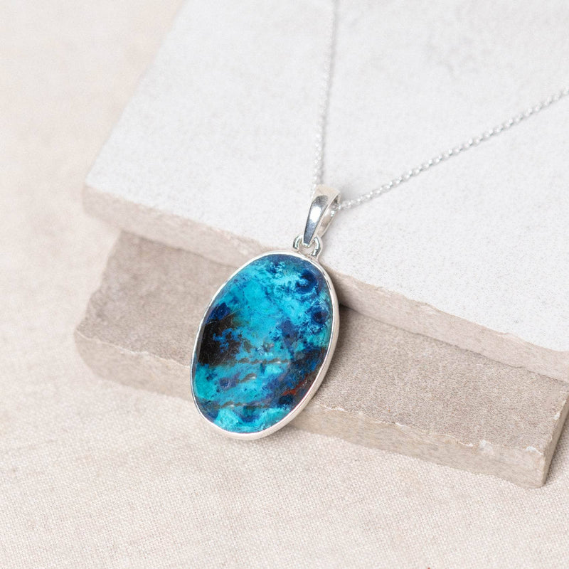 Genuine Shattuckite Oval Pendant Necklace