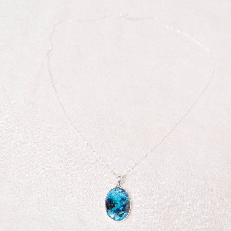 Genuine Shattuckite Oval Pendant Necklace