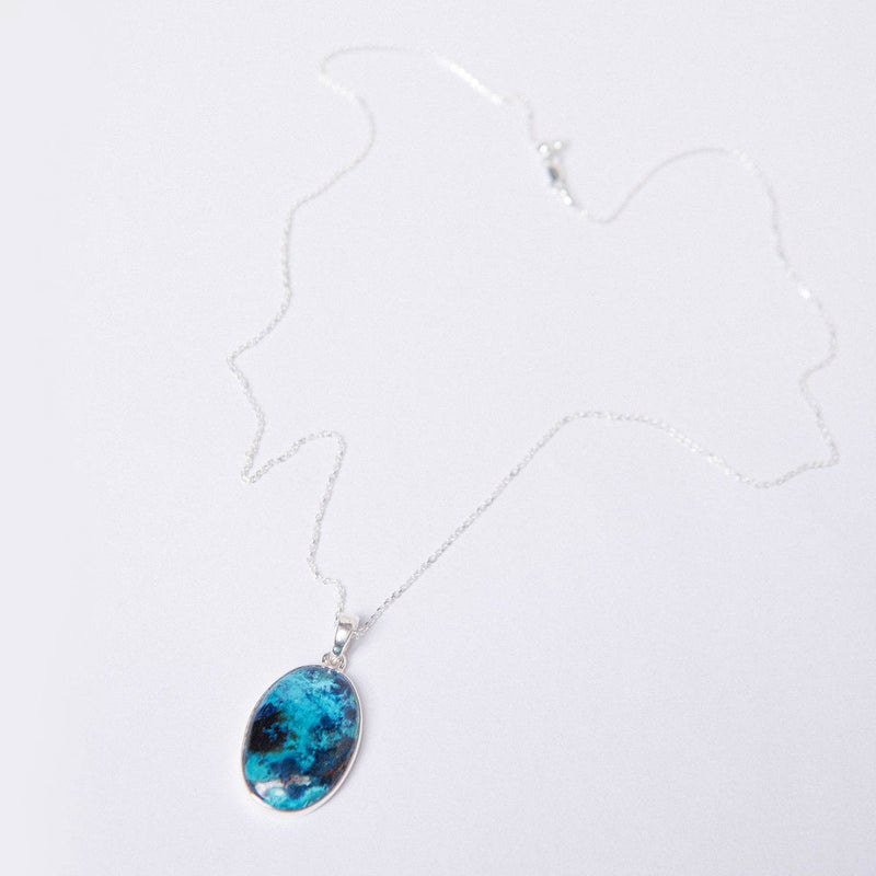 Genuine Shattuckite Oval Pendant Necklace