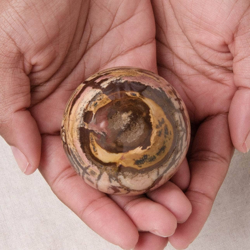 Pink Scenery Jasper Sphere with Tripod - AAA Premium Quality