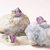 Raw Amethyst Silver Ring - Size 8