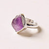 Raw Amethyst Silver Ring - Size 8