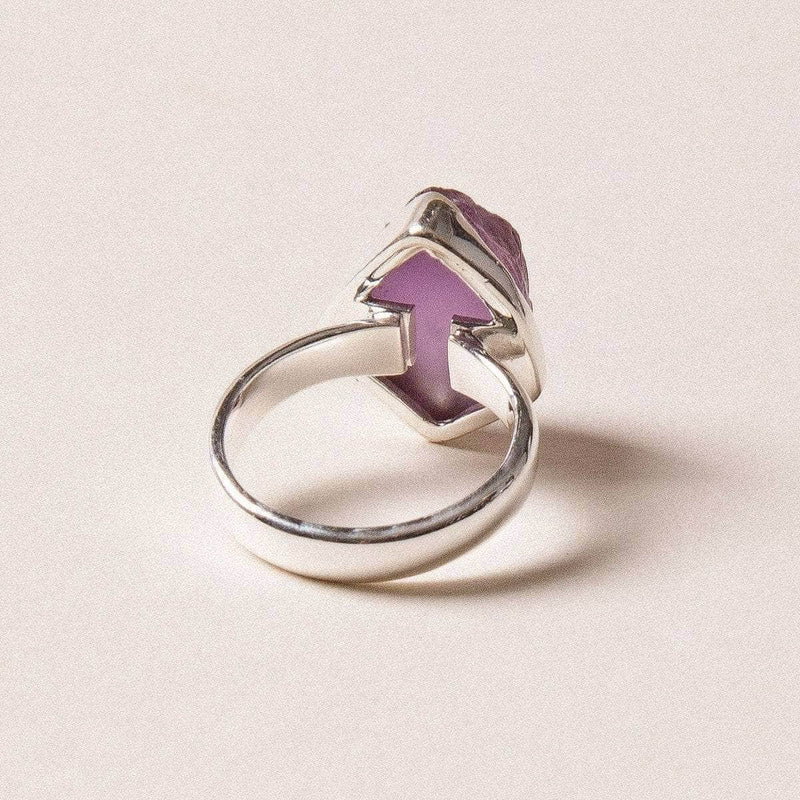 Raw Amethyst Silver Ring - Size 8
