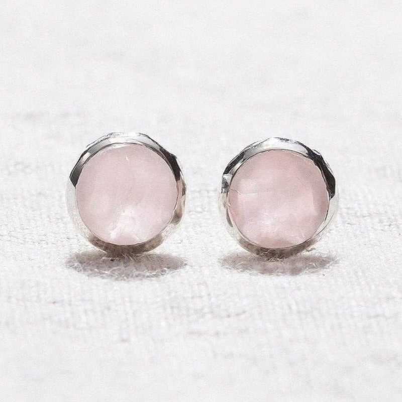 Rose Quartz Silver or Gold Stud Earring