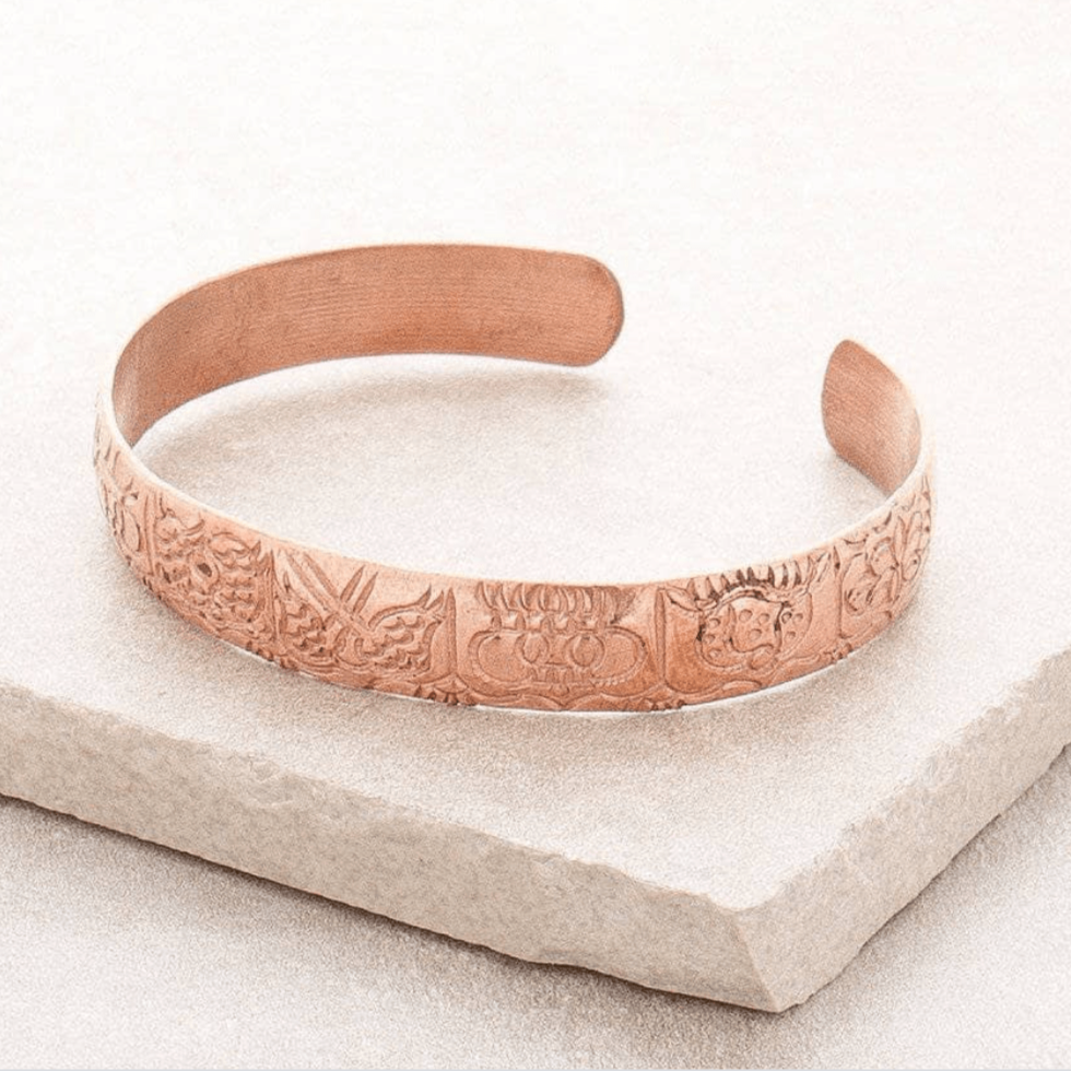 Fair Trade Astamangala Copper Healing Bangle