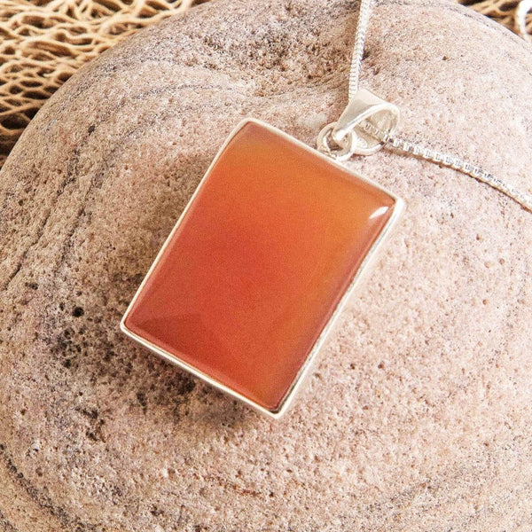 Carnelian Pendant Necklace | Courage & Vitality - Luck Strings Black Wax Cotton