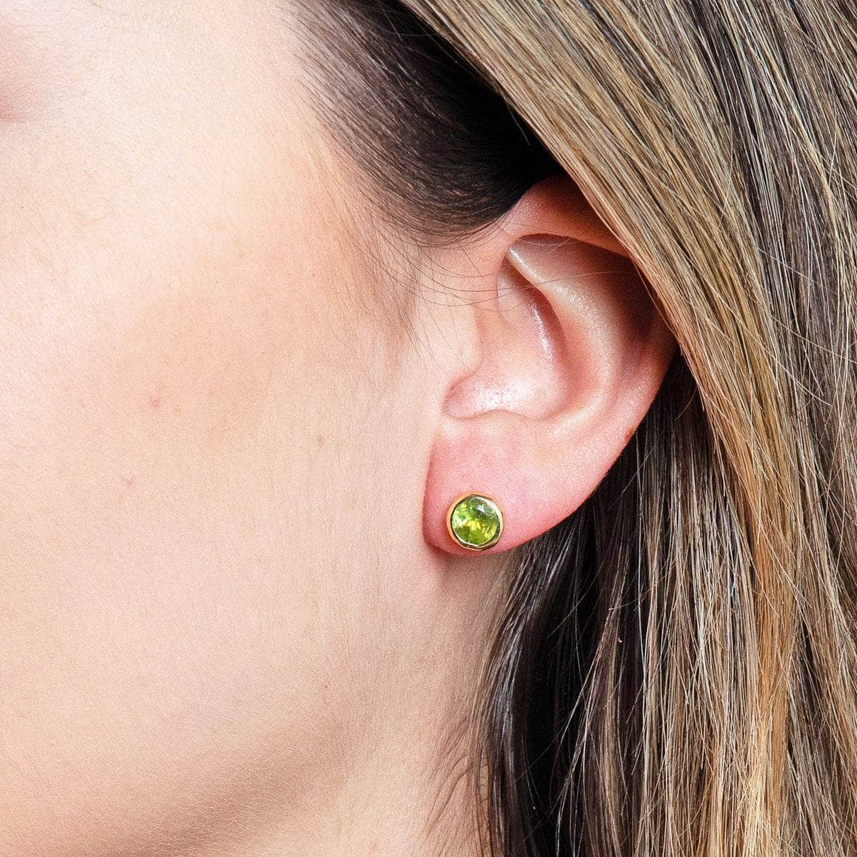 Genuine Peridot Silver or Gold Stud Earrings