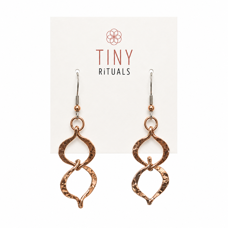Hammered Copper Twisted Halo Earrings