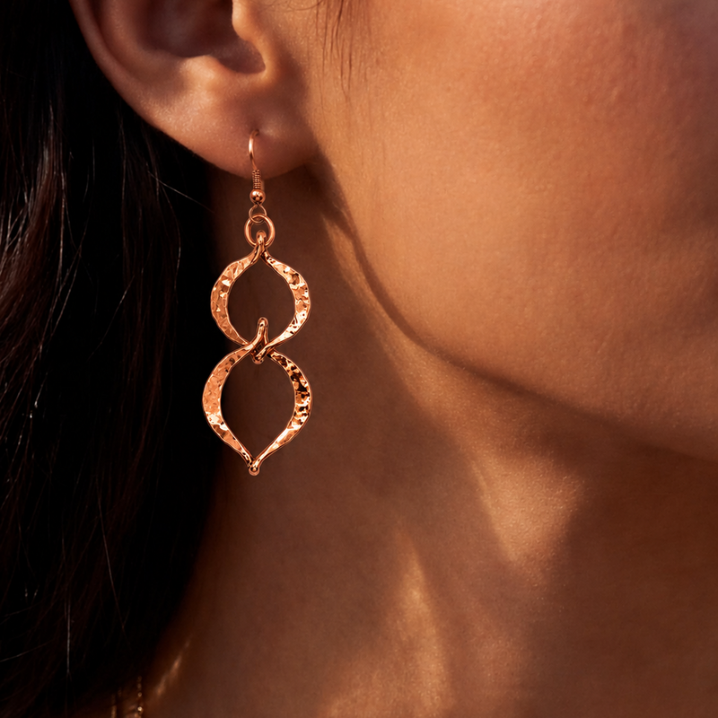Hammered Copper Twisted Halo Earrings