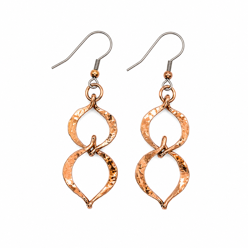 Hammered Copper Twisted Halo Earrings