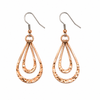 Hammered Copper Twin Drop Earrings