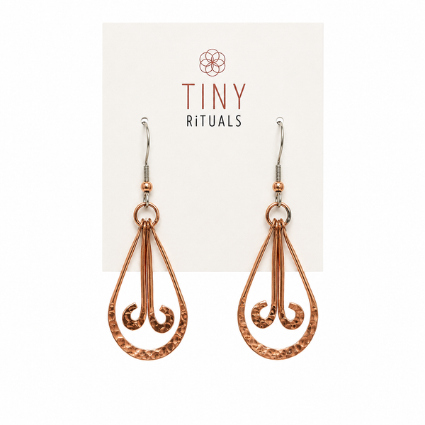 Hammered Copper Twisted Drop Earrings