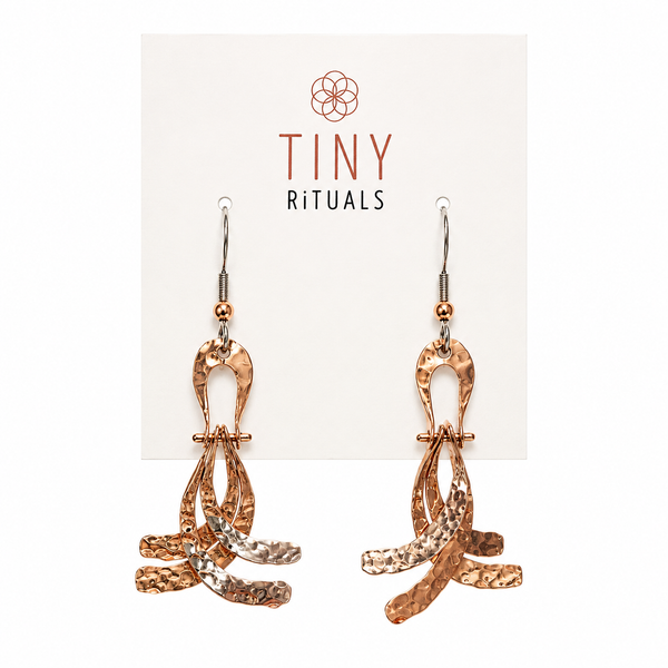 Hammered Copper Vintage Dangle Earrings