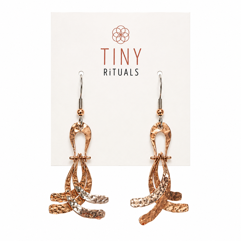 Hammered Copper Vintage Dangle Earrings
