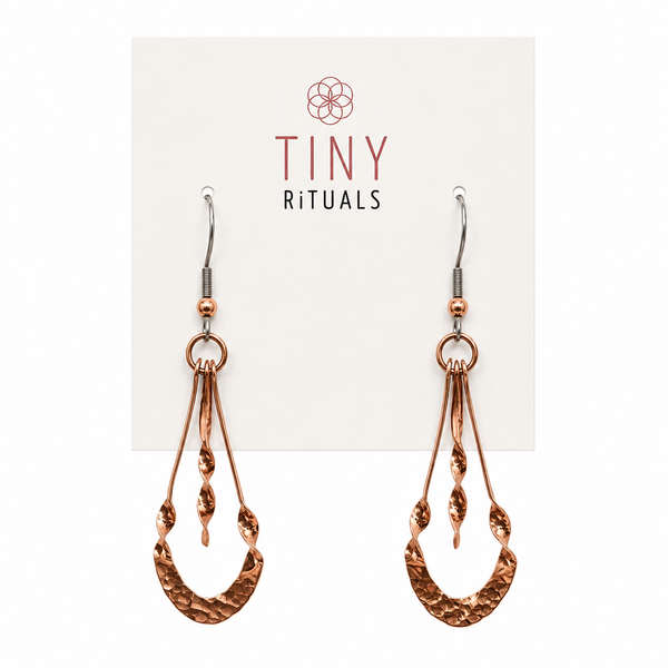 Hammered Copper Teardrop Earrings