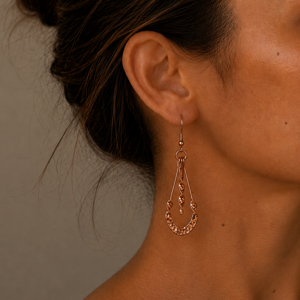 Hammered Copper Teardrop Earrings