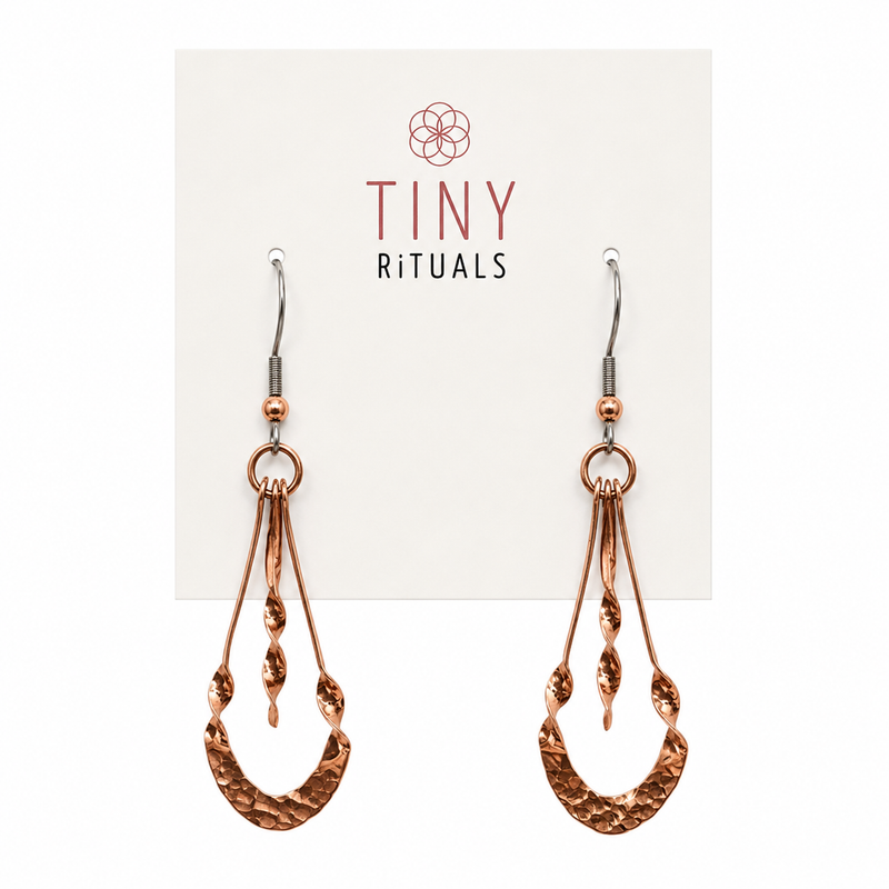 Hammered Copper Teardrop Earrings