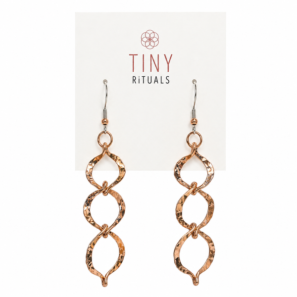 Hammered Copper Triple Orbit Earrings