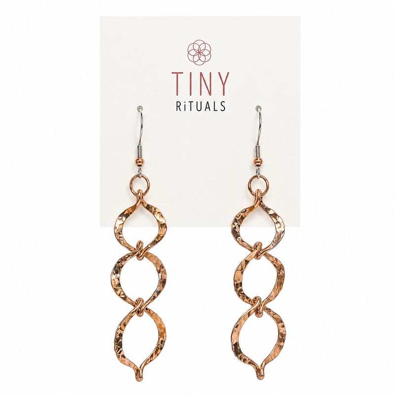 Hammered Copper Triple Orbit Earrings